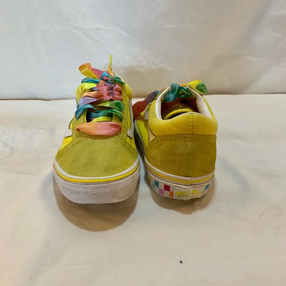 Vans Old Skool Checkerboard Rainbow Lace Sz 4.5 Juniors - Picture 10 of 13
